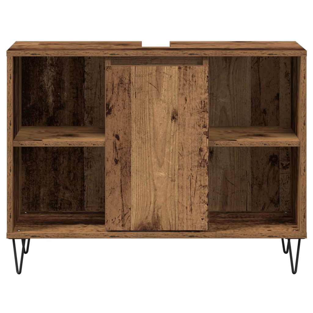vidaXL Badezimmerschrank mit Tür Altholz 80 x 33 x 60 cm Holzwerkstoff