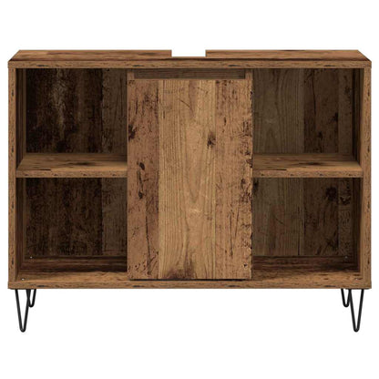 vidaXL Badezimmerschrank mit Tür Altholz 80 x 33 x 60 cm Holzwerkstoff