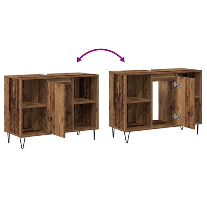 vidaXL Badezimmerschrank mit Tür Altholz 80 x 33 x 60 cm Holzwerkstoff