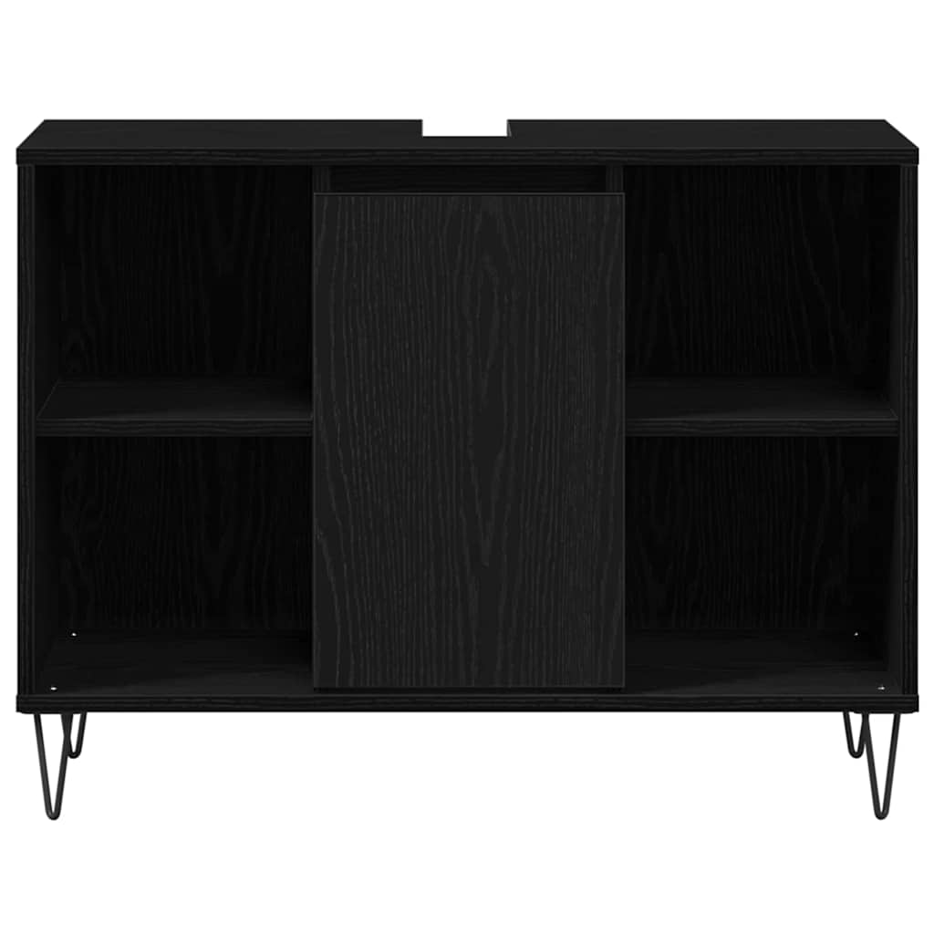 vidaXL Badezimmerschrank mit Tür Schwarz 80 x 33 x 60 cm Holzwerkstoff