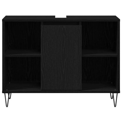 vidaXL Badezimmerschrank mit Tür Schwarz 80 x 33 x 60 cm Holzwerkstoff