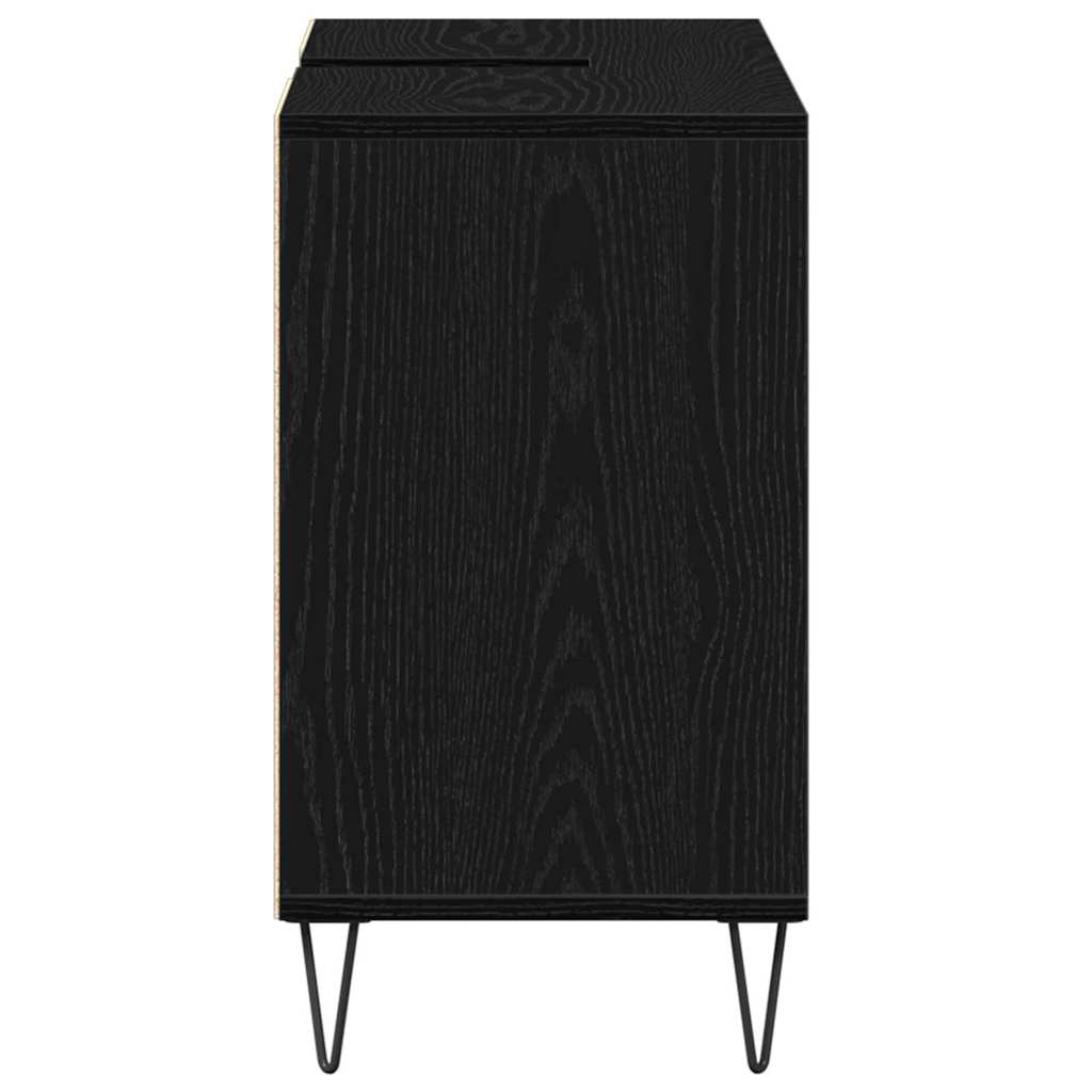 vidaXL Badezimmerschrank mit Tür Schwarz 80 x 33 x 60 cm Holzwerkstoff