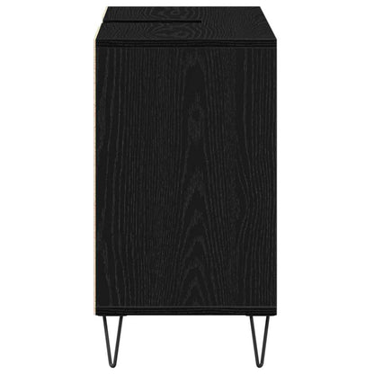 vidaXL Badezimmerschrank mit Tür Schwarz 80 x 33 x 60 cm Holzwerkstoff