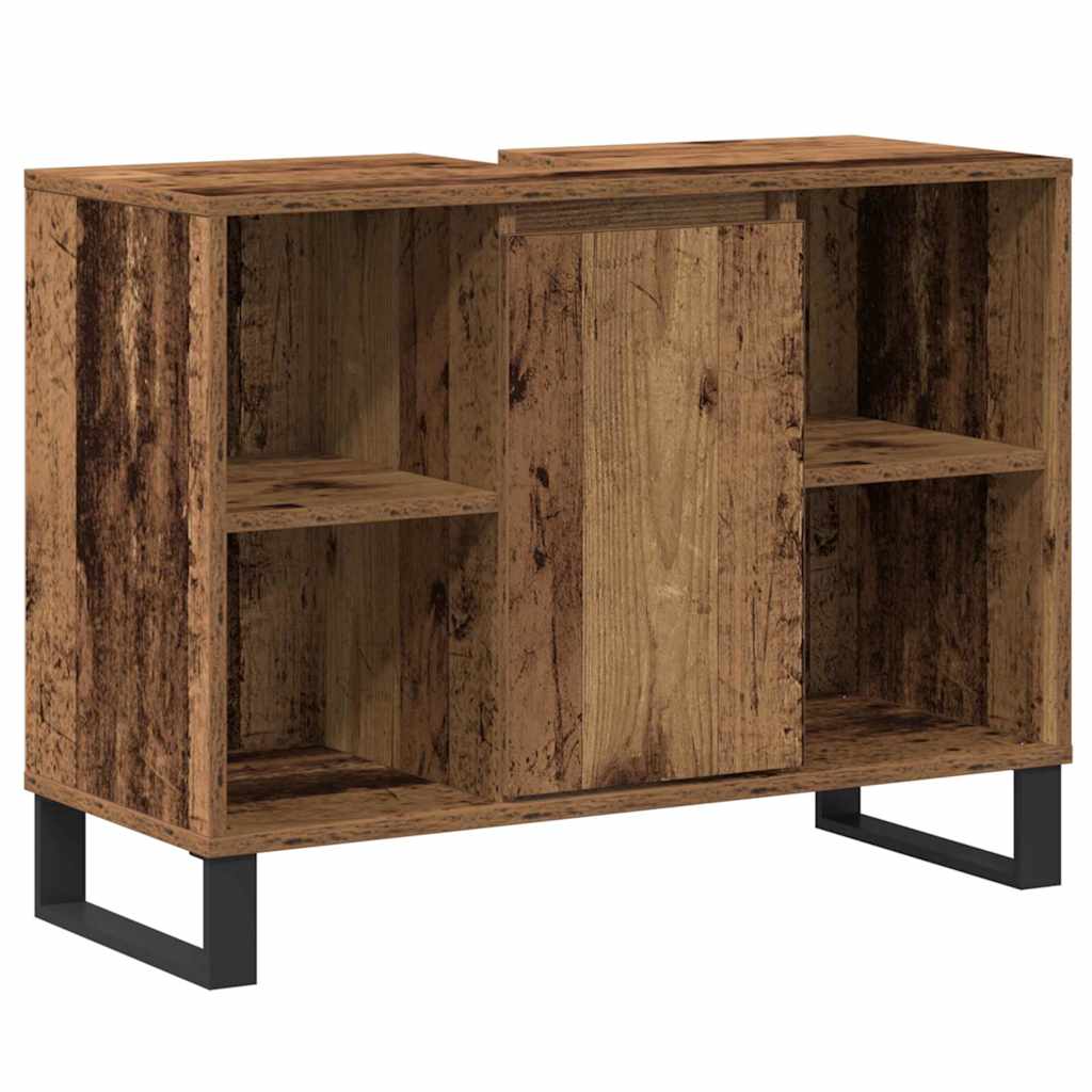 vidaXL Badezimmerschrank mit Tür Altholz 80 x 33 x 60 cm Holzwerkstoff