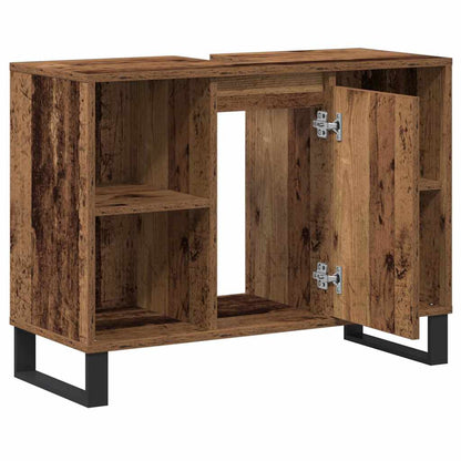 vidaXL Badezimmerschrank mit Tür Altholz 80 x 33 x 60 cm Holzwerkstoff