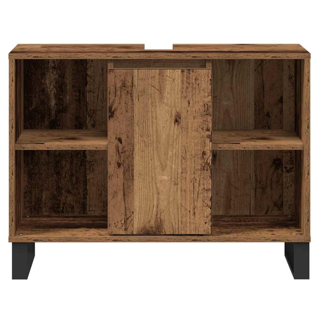 vidaXL Badezimmerschrank mit Tür Altholz 80 x 33 x 60 cm Holzwerkstoff