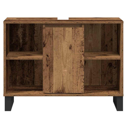 vidaXL Badezimmerschrank mit Tür Altholz 80 x 33 x 60 cm Holzwerkstoff