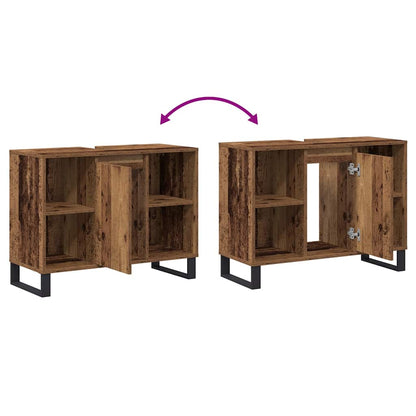 vidaXL Badezimmerschrank mit Tür Altholz 80 x 33 x 60 cm Holzwerkstoff