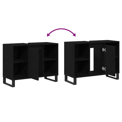 vidaXL Badezimmerschrank mit Tür Schwarz 80 x 33 x 60 cm Holzwerkstoff