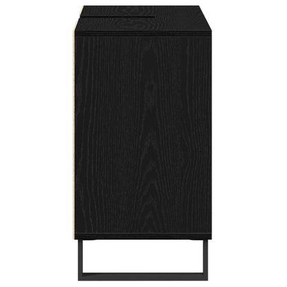 vidaXL Badezimmerschrank mit Tür Schwarz 80 x 33 x 60 cm Holzwerkstoff