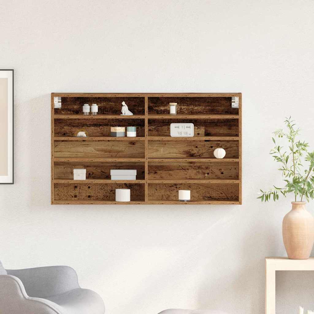 vidaXL Vitrine mit Regal Altholz 100 x 15 x 58 cm Holzwerkstoff