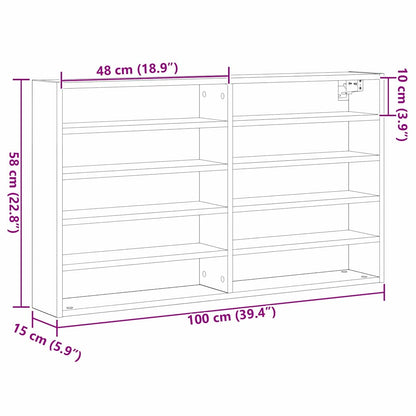 vidaXL Vitrine mit Regal Artisan-Eiche 100 x 15 x 58 cm Holzwerkstoff