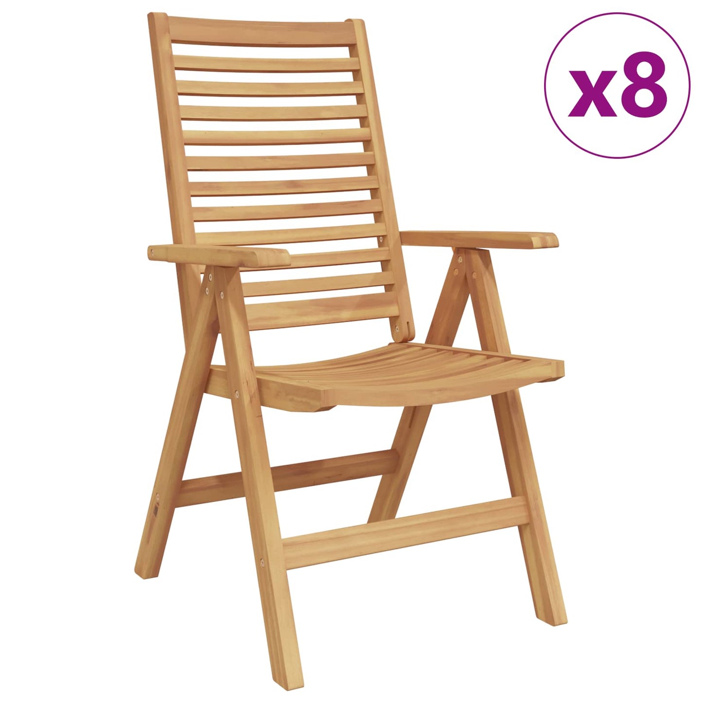 vidaXL Gartenstuhl 8 pcs Braun 52 x 64,5 x 108 cm Teak-Massivholz