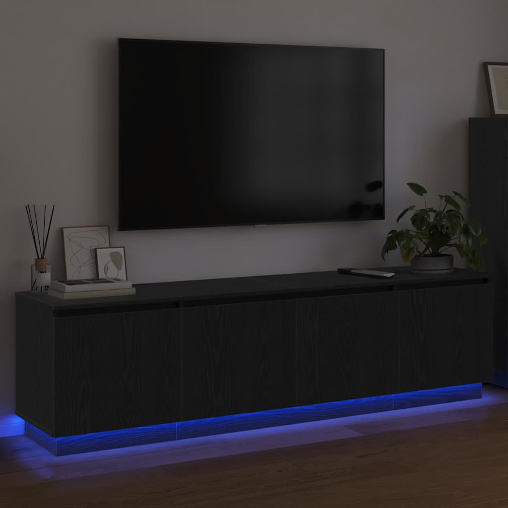 vidaXL TV-Schränk Schwarz Eichen-Optik 180 x 38 x 49 cm Holzwerkstoff