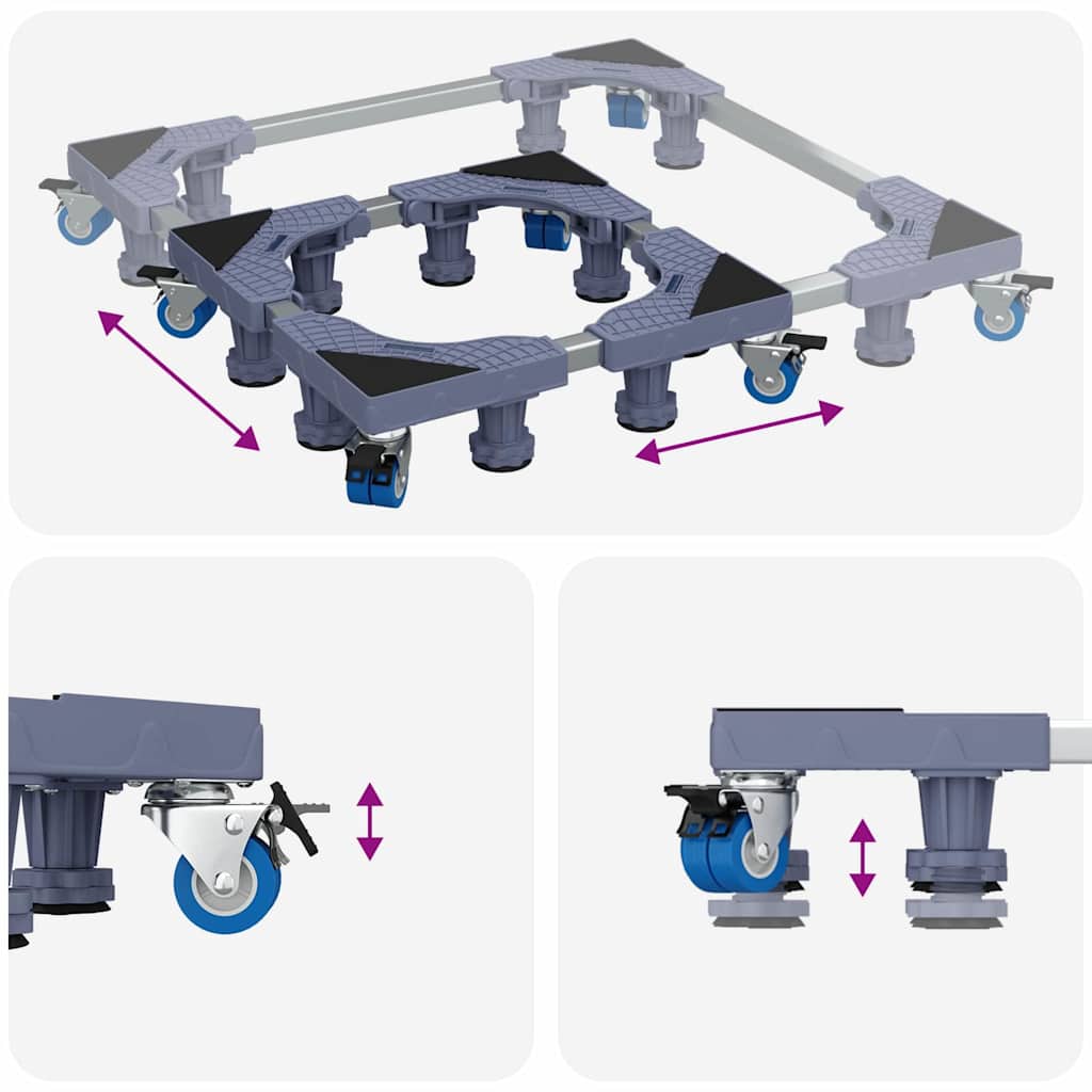 Waschmaschinensockel Grau 66 x 66 x 12 cm Edelstahl