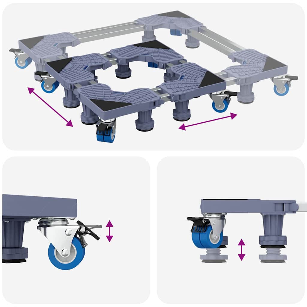 Waschmaschinensockel Grau 67 x 67 x 12 cm Edelstahl