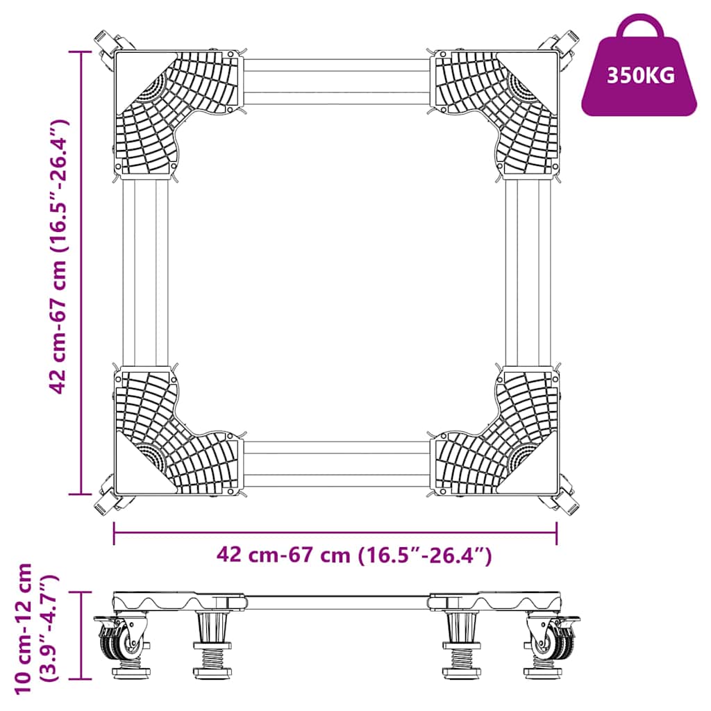 Waschmaschinensockel Grau 67 x 67 x 12 cm Edelstahl