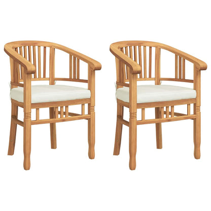 vidaXL Stuhl mit Kissen 2 pcs Braun 63 x 58 x 89 cm Massivholz Teak