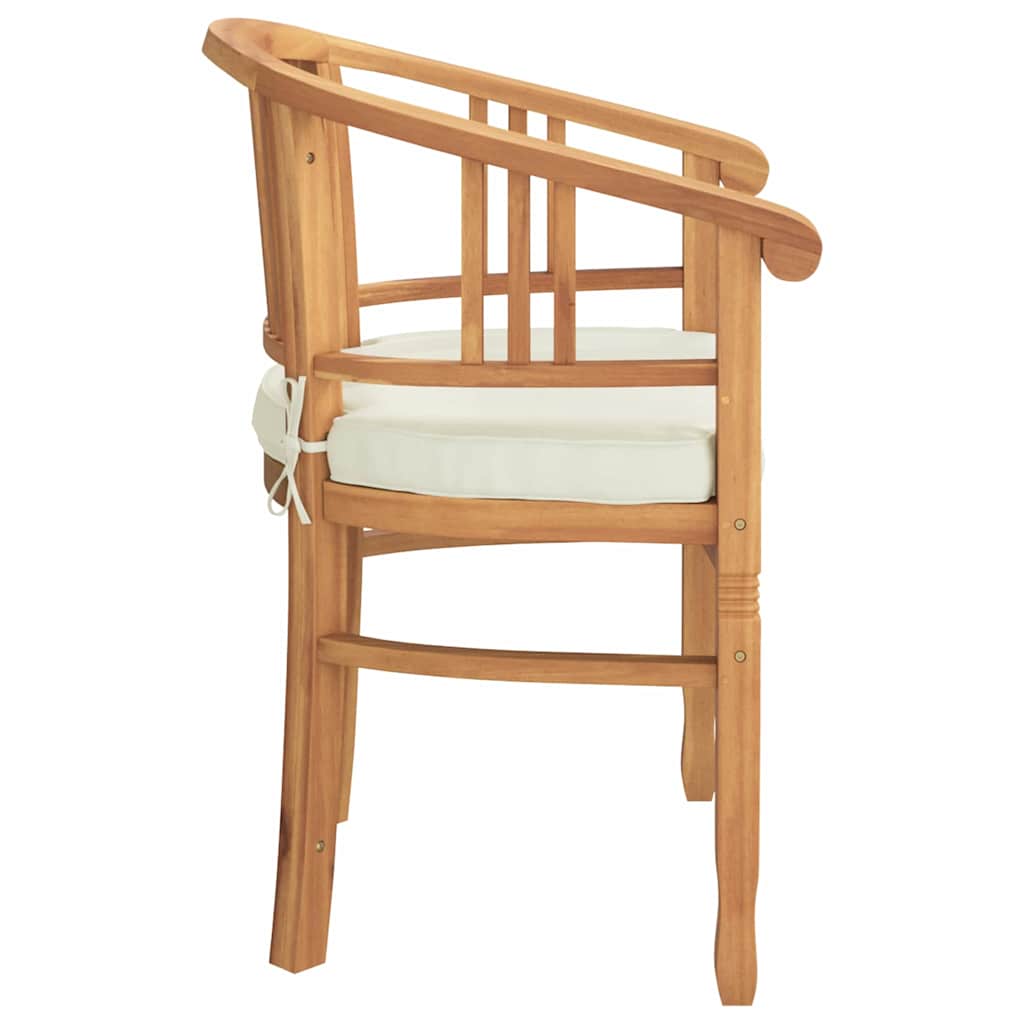 vidaXL Stuhl mit Kissen 2 pcs Braun 63 x 58 x 89 cm Massivholz Teak