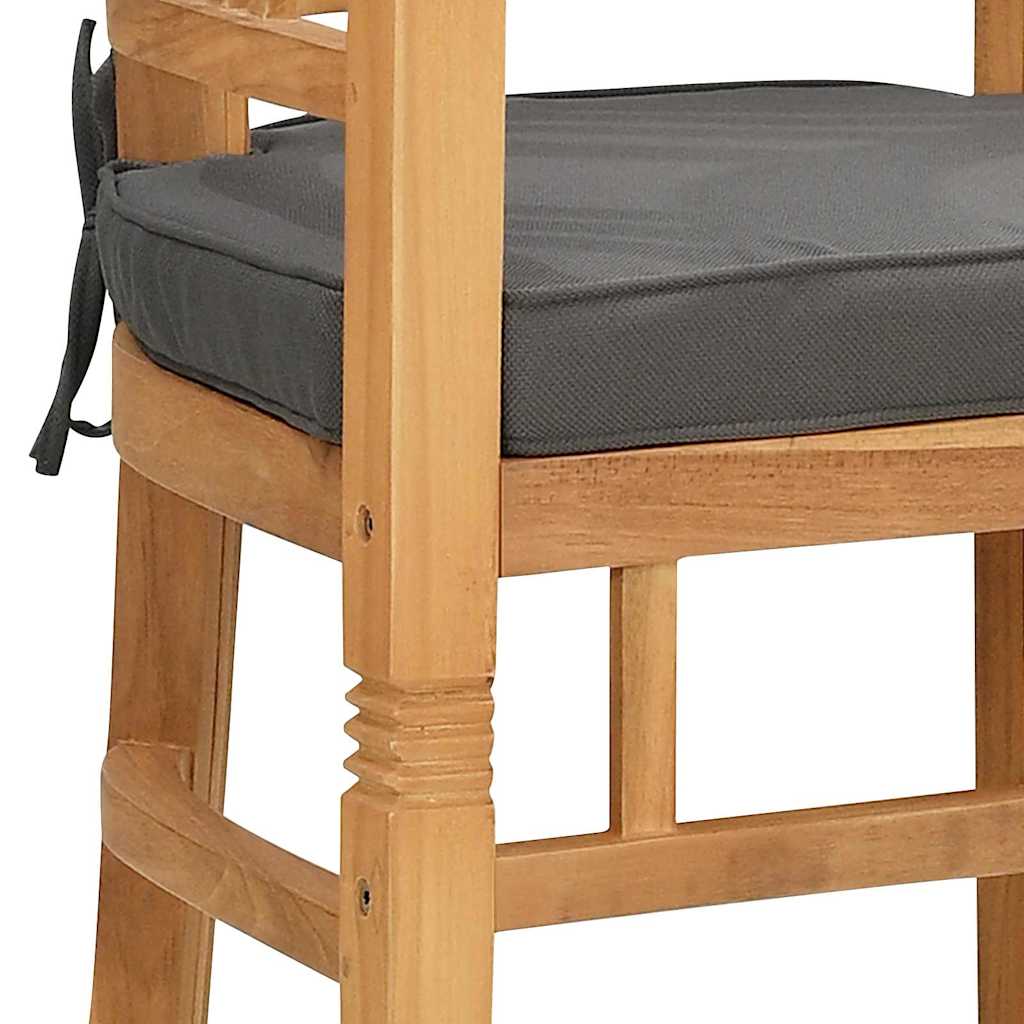vidaXL Stuhl mit Kissen 2 pcs Braun 63 x 58 x 89 cm Massivholz Teak