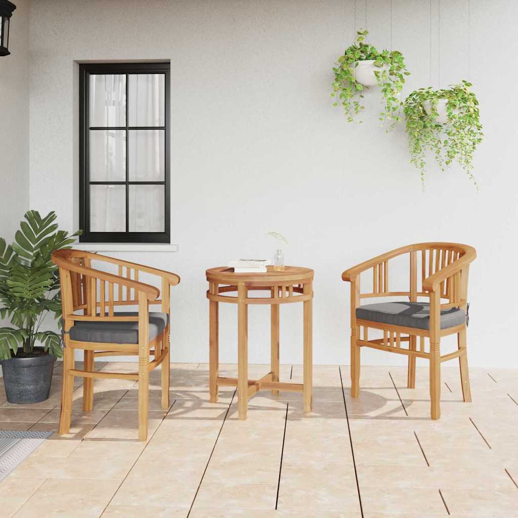 vidaXL Stuhl mit Kissen 2 pcs Braun 63 x 58 x 89 cm Massivholz Teak