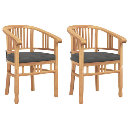 vidaXL Stuhl mit Kissen 2 pcs Braun 63 x 58 x 89 cm Massivholz Teak