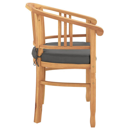 vidaXL Stuhl mit Kissen 2 pcs Braun 63 x 58 x 89 cm Massivholz Teak