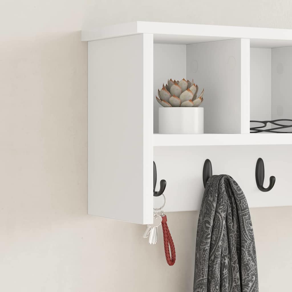 vidaXL Wandmontierter Kleiderständer mit Regal Weiß 50 x 16 x 26 cm