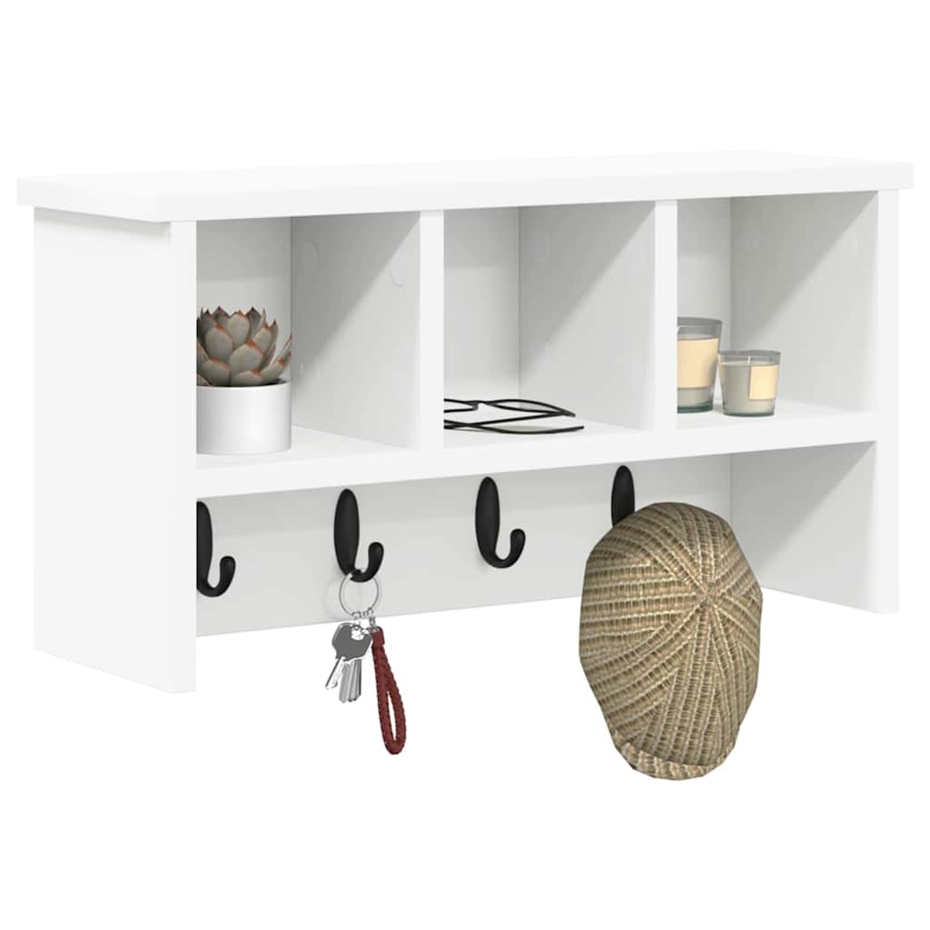 vidaXL Wandmontierter Kleiderständer mit Regal Weiß 50 x 16 x 26 cm