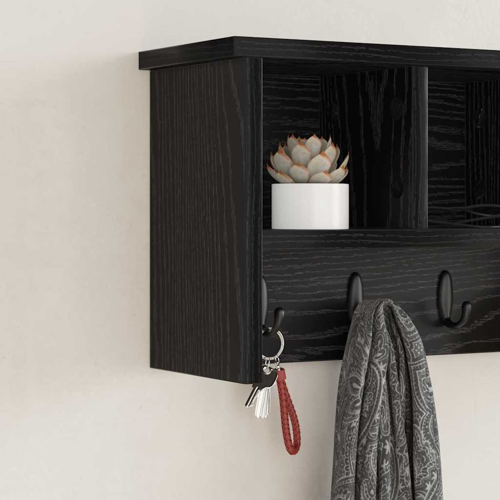 vidaXL Wandmontierter Kleiderständer mit Regal Schwarz Eichen-Optik