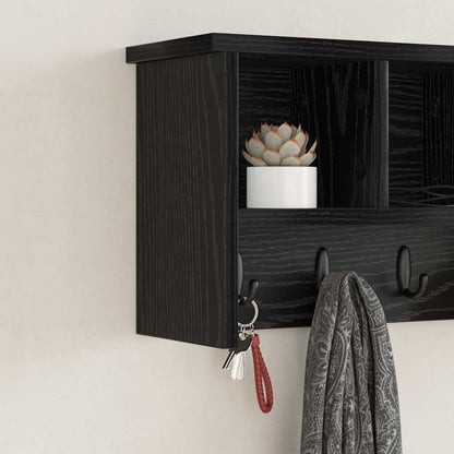 vidaXL Wandmontierter Kleiderständer mit Regal Schwarz Eichen-Optik