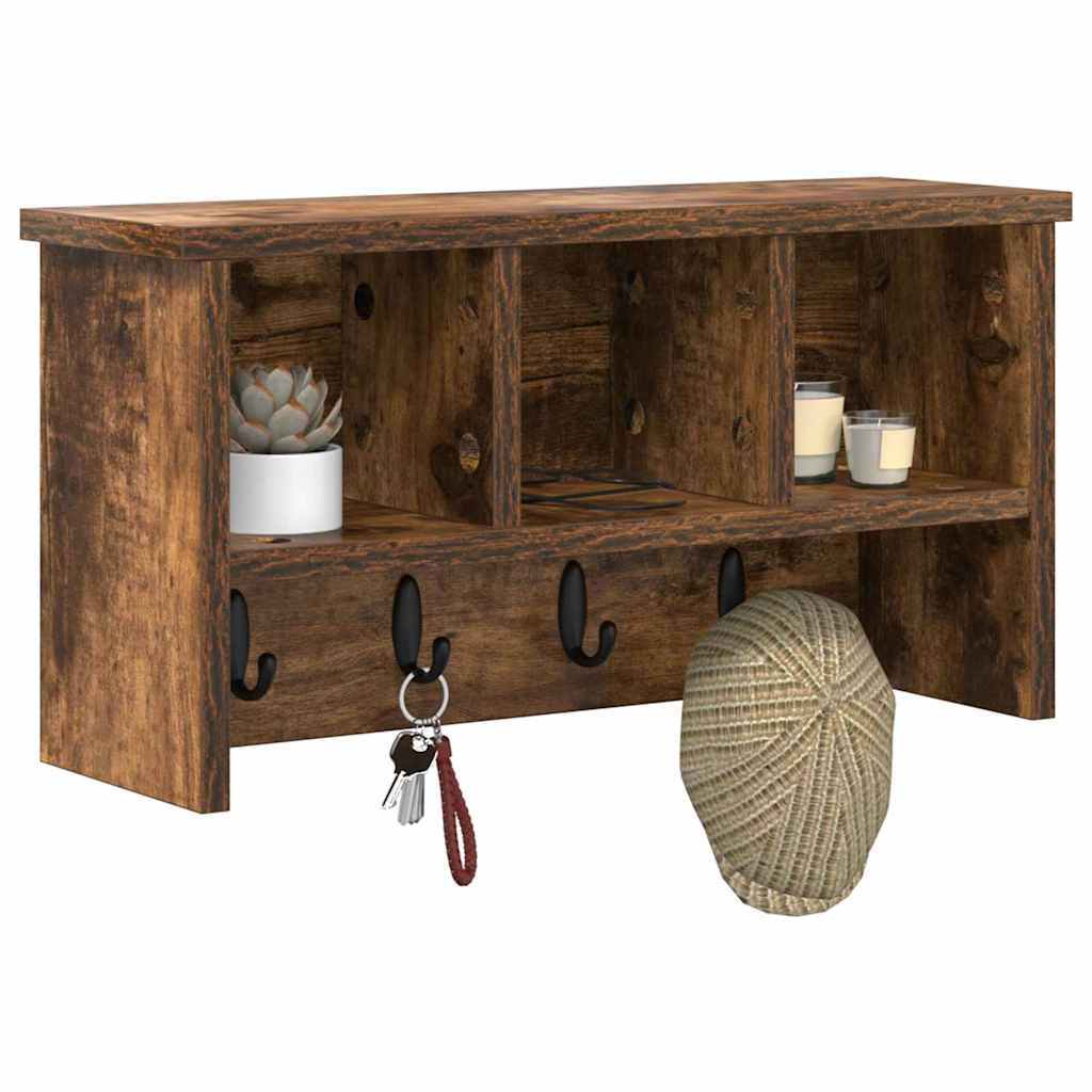 vidaXL Wandmontierter Kleiderständer Räuchereiche 50 x 16 x 26 cm
