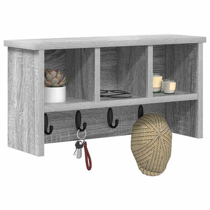 vidaXL Wandmontierter Kleiderständer Grau Sonoma 50 x 16 x 26 cm