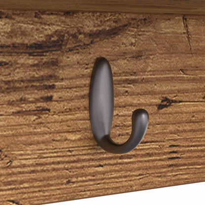 vidaXL Wandmontierter Kleiderständer mit Regal Altholz 50 x 16 x 26 cm
