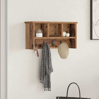 vidaXL Wandmontierter Kleiderständer mit Regal Altholz 50 x 16 x 26 cm