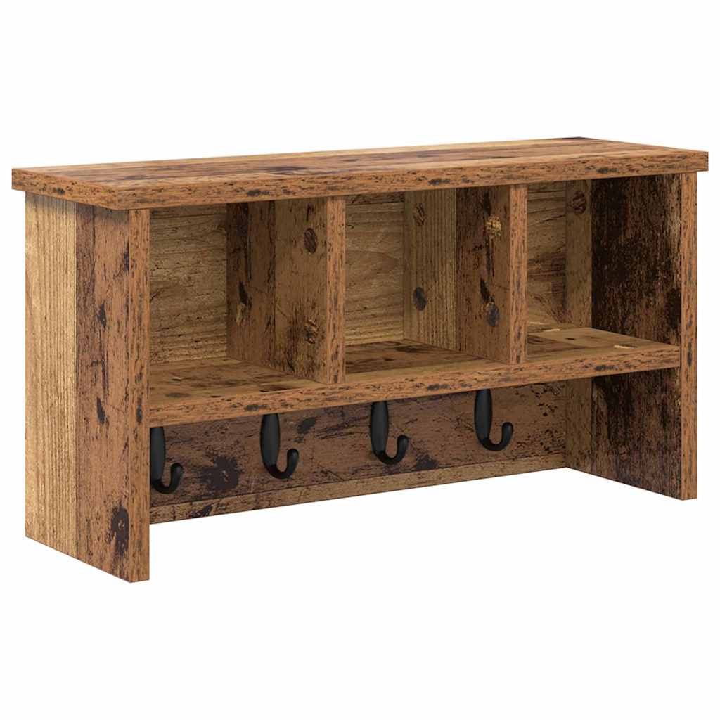 vidaXL Wandmontierter Kleiderständer mit Regal Altholz 50 x 16 x 26 cm