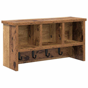 vidaXL Wandmontierter Kleiderständer mit Regal Altholz 50 x 16 x 26 cm