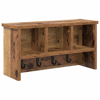 vidaXL Wandmontierter Kleiderständer mit Regal Altholz 50 x 16 x 26 cm
