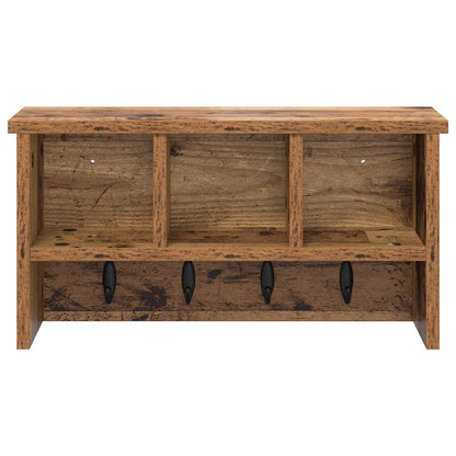 vidaXL Wandmontierter Kleiderständer mit Regal Altholz 50 x 16 x 26 cm