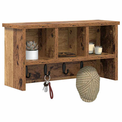 vidaXL Wandmontierter Kleiderständer mit Regal Altholz 50 x 16 x 26 cm