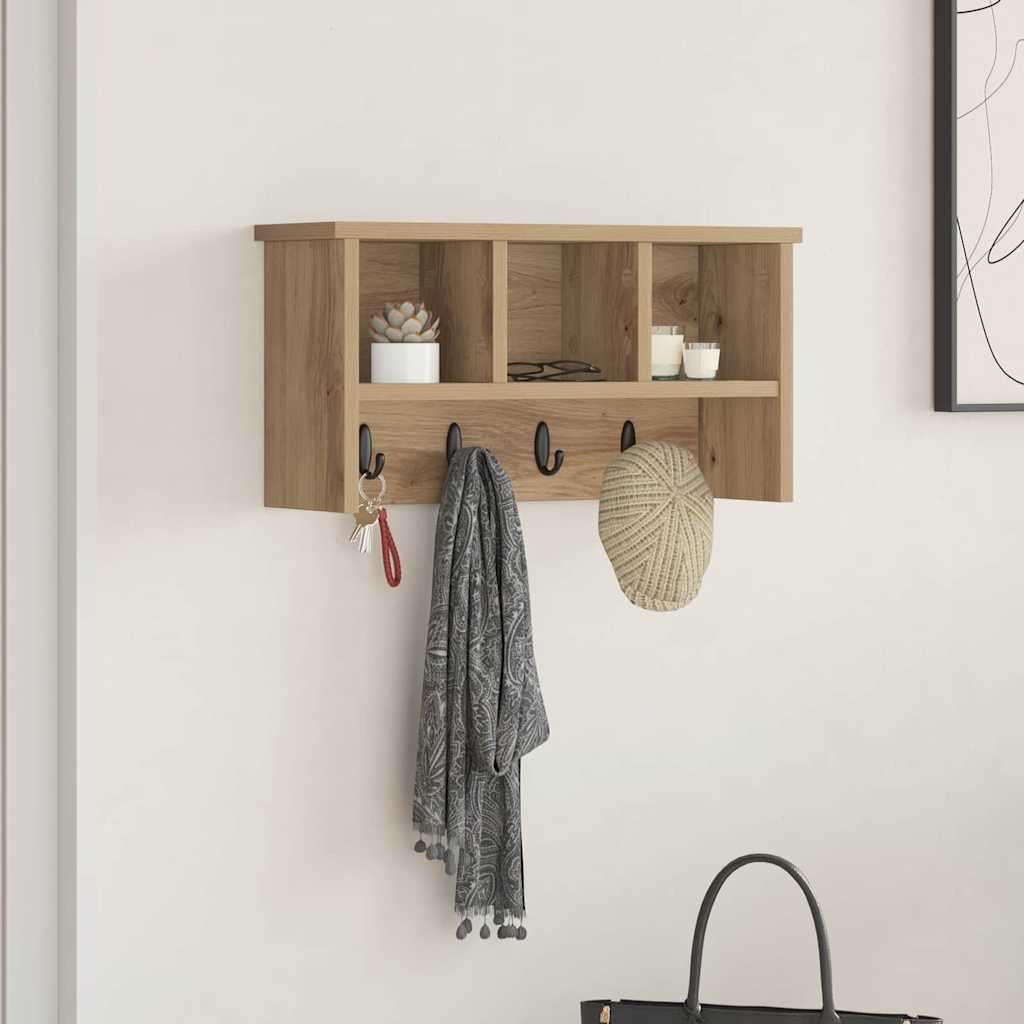 vidaXL Wandmontierter Kleiderständer Artisan-Eiche 50 x 16 x 26 cm