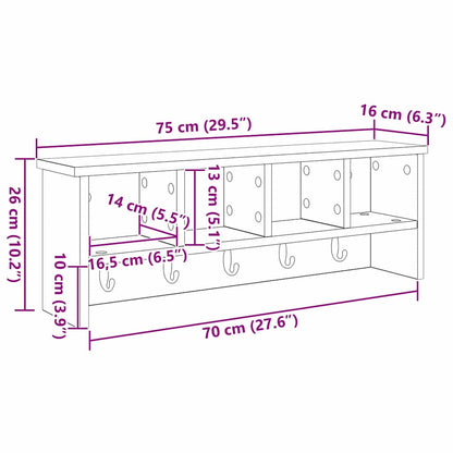 Wandmontierter Kleiderständer mit Regal Weiß 75 x 16 x 26 cm
