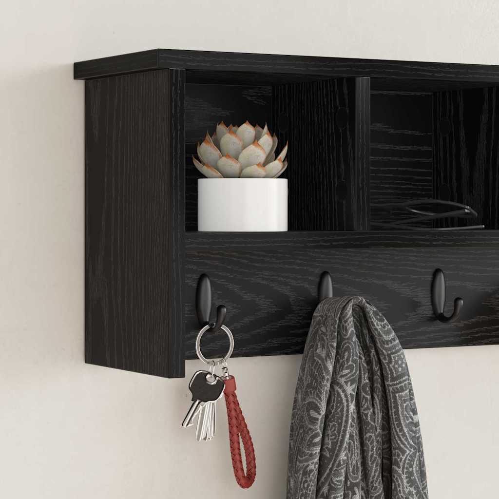 vidaXL Wandmontierter Kleiderständer mit Regal Schwarz Eichen-Optik