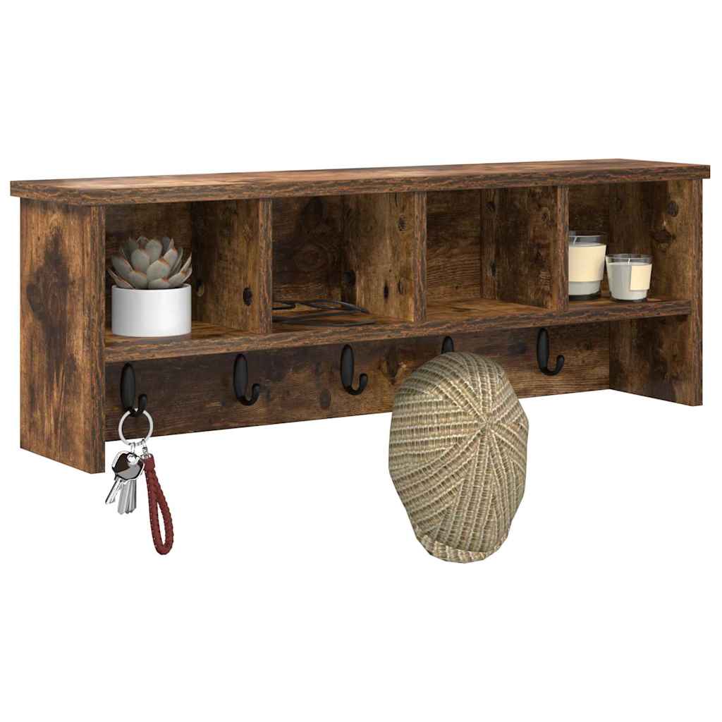vidaXL Wandmontierter Kleiderständer Räuchereiche 75 x 16 x 26 cm