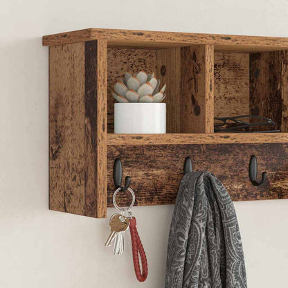 vidaXL Wandmontierter Kleiderständer mit Regal Altholz 75 x 16 x 26 cm
