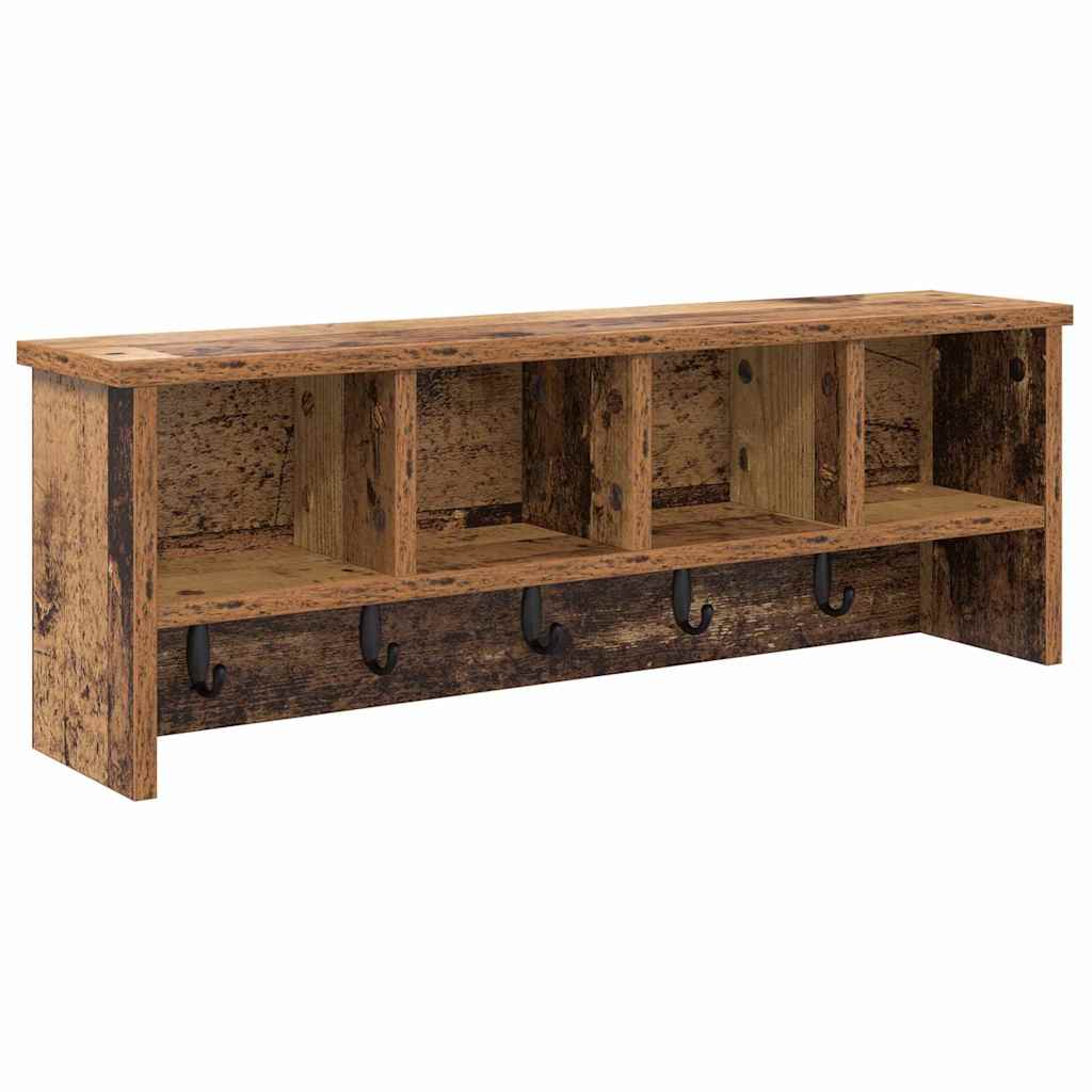 vidaXL Wandmontierter Kleiderständer mit Regal Altholz 75 x 16 x 26 cm
