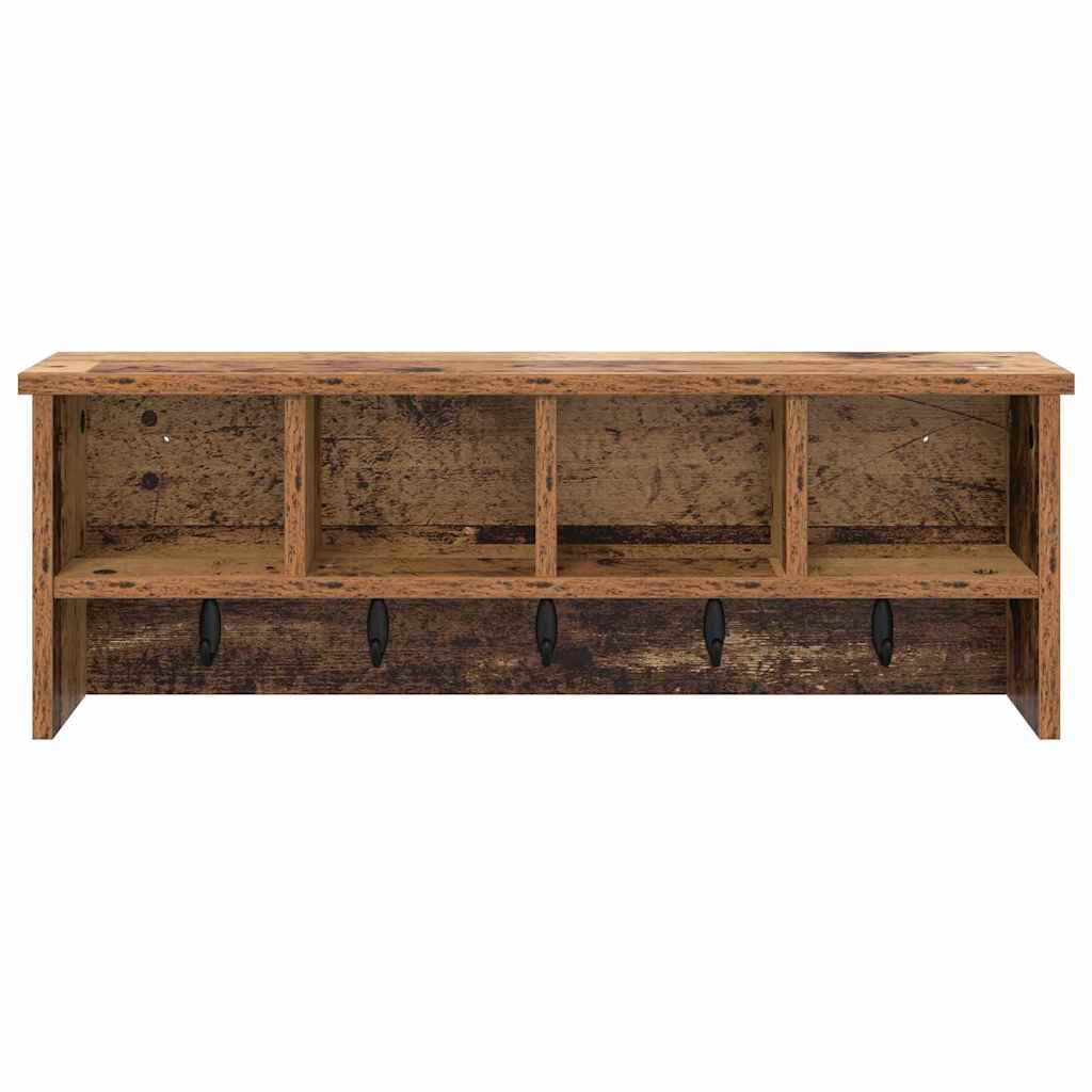 vidaXL Wandmontierter Kleiderständer mit Regal Altholz 75 x 16 x 26 cm