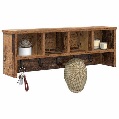 vidaXL Wandmontierter Kleiderständer mit Regal Altholz 75 x 16 x 26 cm