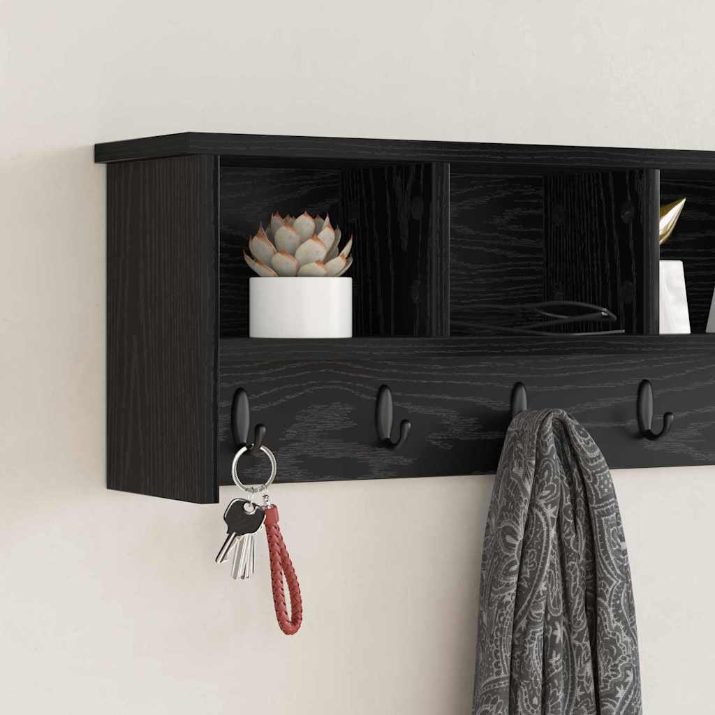 vidaXL Wandmontierter Kleiderständer mit Regal Schwarz Eichen-Optik