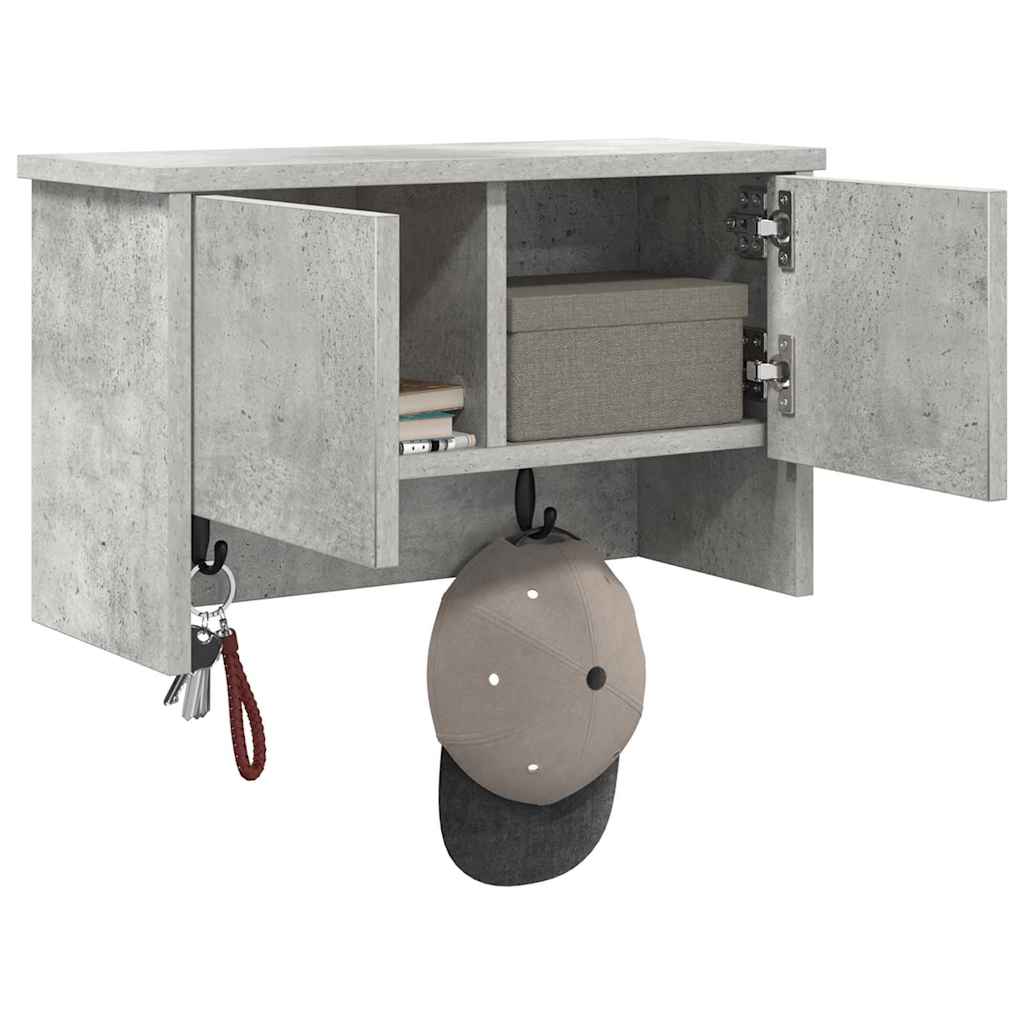 Wandmontierter nachttisch mit Regal Beton Grau 50 x 20 x 30 cm